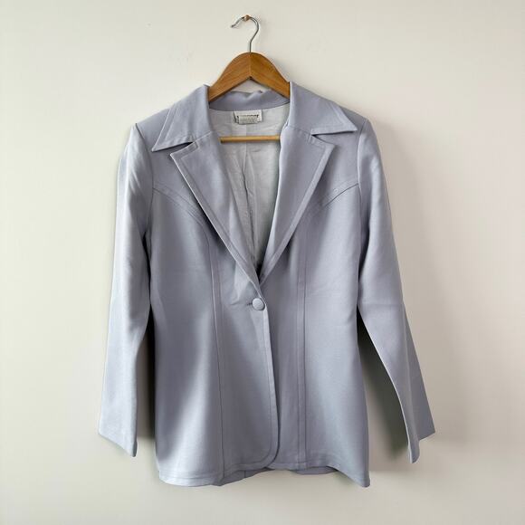 Vintage Jackets & Blazers - Vintage Light Blue Grey Minimalist Blazer Wrapper Size 7/8